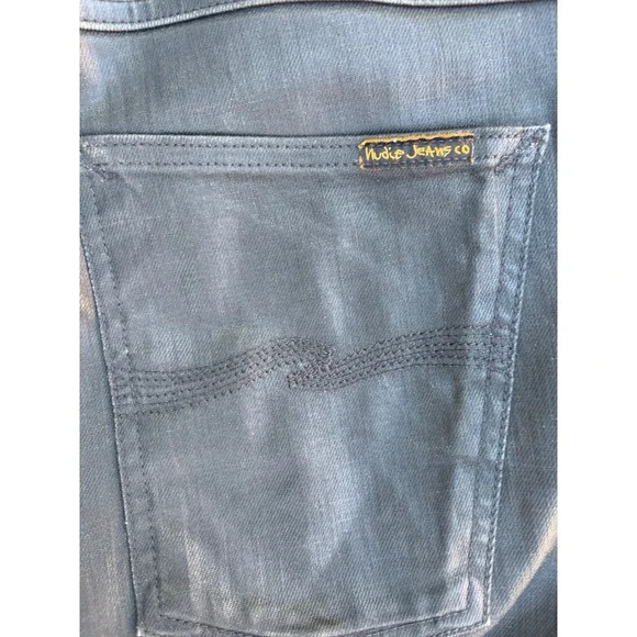 Nudie Jeans Black Dry Coated Jeans Men's W36 L34 Made in Italy